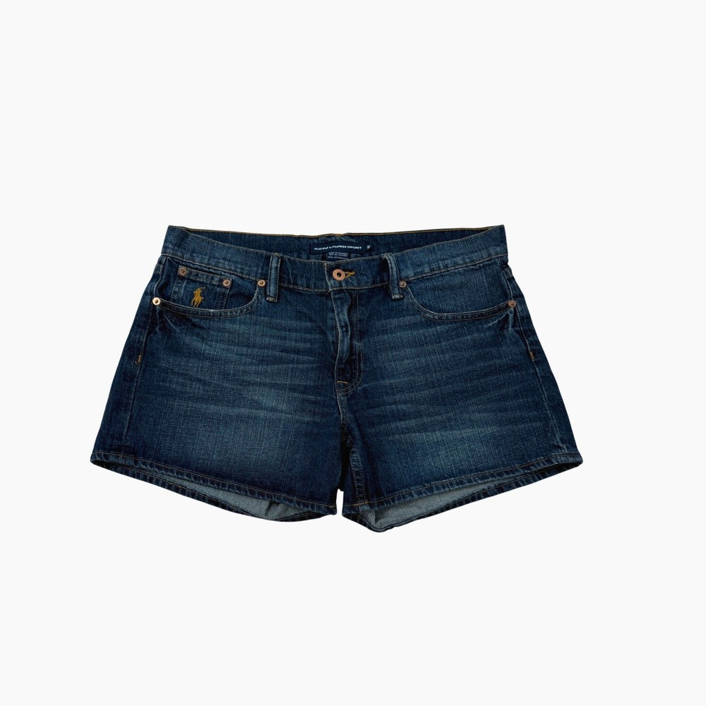 Ralph Lauren Sport Denim Shorts Womens 10 Blue Embroidered Pony Cotton